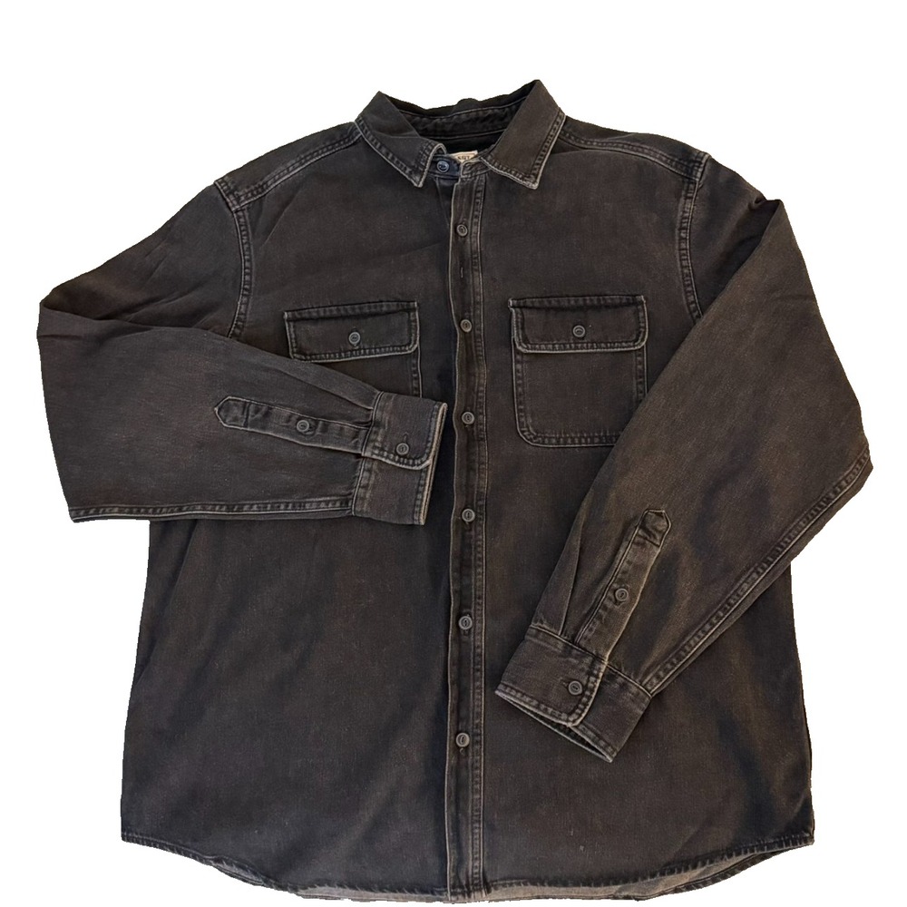 Old Navy Workwear Shirt Mens L Black Heavy Denim Long Sleeve Button Up Outdoor